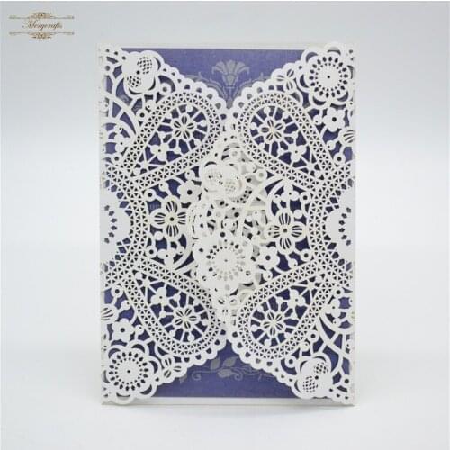 Modern lace white laser cut nepali wedding invitation cards design