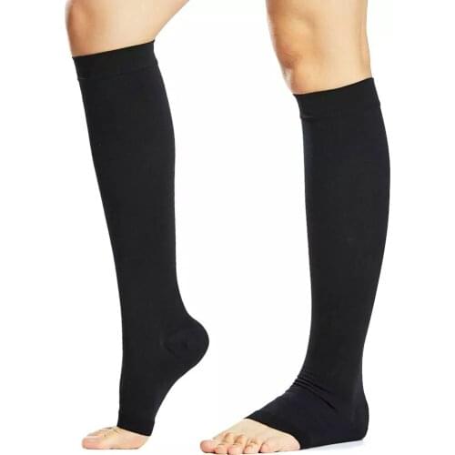 Sports Toeless Compression Stockings Women Men Firm 20-30 mmHg Gradient Pressure Support for Varicose Veins Calf Open Toe Socks