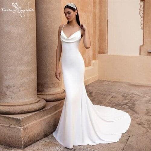 Elegant Wedding Dresses Mermaid Bridal Dress 2021 Spaghetti Straps Backless Simple Boho Marriage Bride Gowns Vestido De Noiva