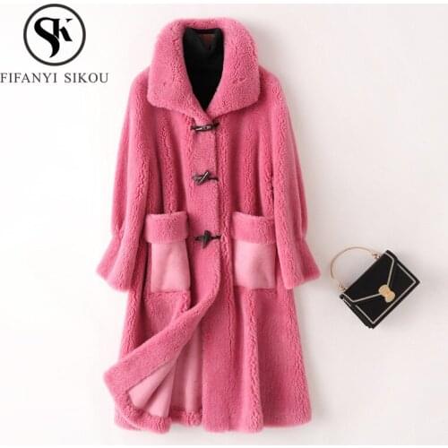 High Quality Cashmere Coat 2020 Winter Women Long Fur Coat Fashion Single Breasted Thick Warm Wool Fur Jacket Overcoat Female