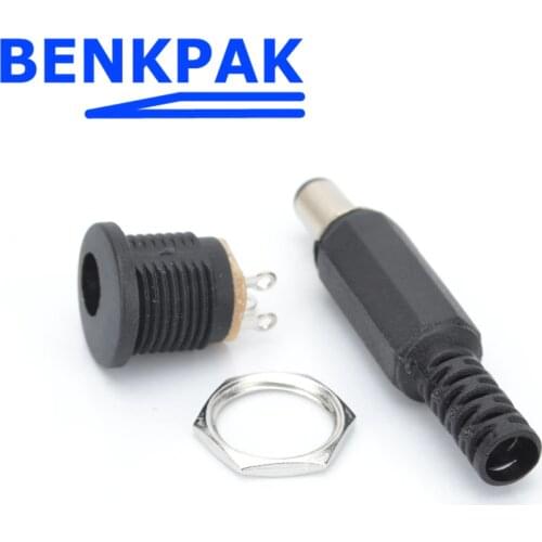 10pcs 5 kits 5.5X2.1mm DC Power Female Plug Jack + Male Plug Jack Socket Adapter Connector