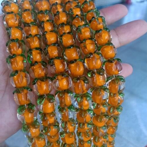 10pcs Persimmon Shape Lampwork Beads 12mm DIY Loose Spacer Handmade Lampwork Bead For Jewelry Making Bracelet Necklace Earring