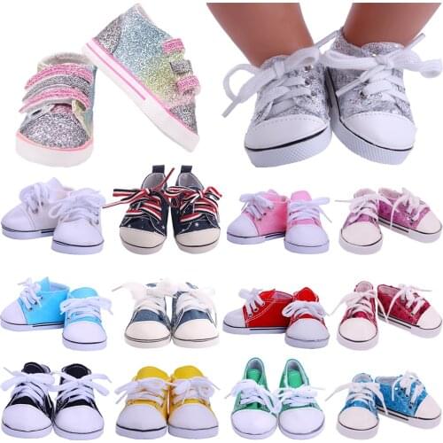 14 Styles 7 cm Canvas Doll Shoes Clothes Accessories For 43 cm Born Baby Clothes 18 Inch American Doll Girl Toy Our Generation