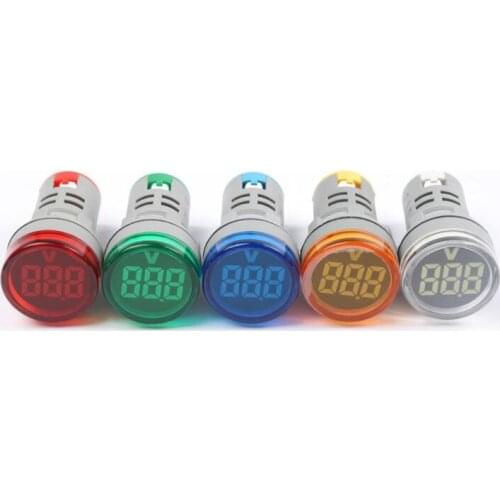 200PCS 22mm LED Digital Display Gauge Volt Voltage Meter Indicator Signal Lamp Voltmeter Lights Tester Measuring Range 60-500VAC
