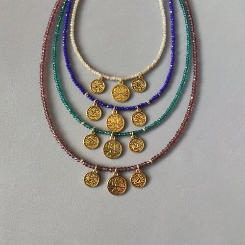 2021 Fashion Charm Crystal Bead Necklace Vintage Ethnic Style Pendant Accessories For Man Women Beaded Choker Handmade ожерелье