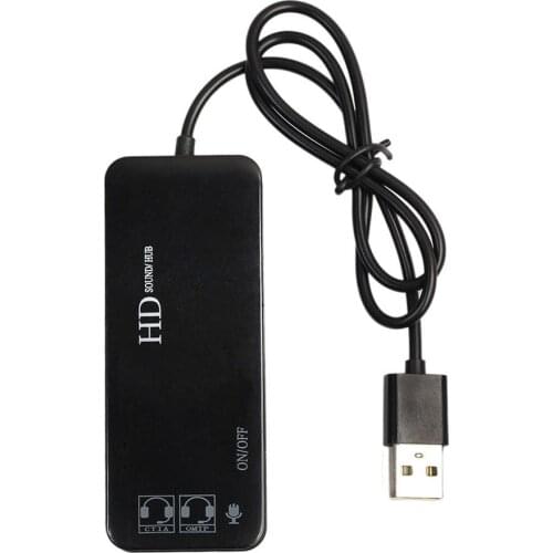 3 Port USB2.0 Hub with External Sound Card Headset Microphone Adapter for PC Laptop