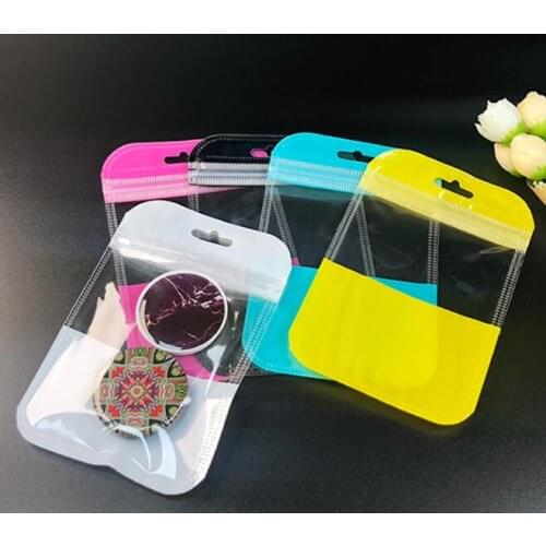 500pcs Colorful plastic bag transparent jewelry bag gift plastic bag with zipper zip lock plastic pvc gift pouch bag with handle