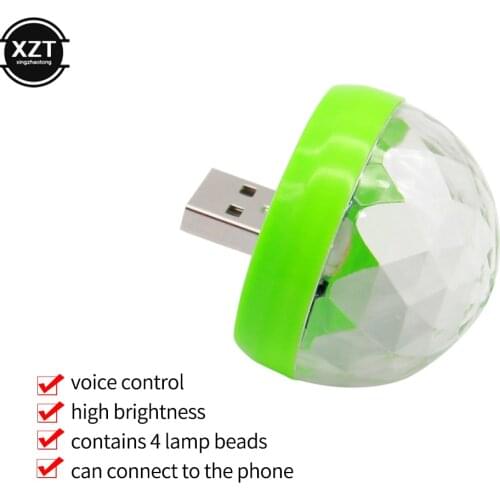 Car USB Ambient Light DJ RGB Mini Colorful Music Sound Led Apple USB Interface Holiday Party Atmosphere Interior Dome Trunk Lamp