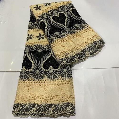 Velvet lace fabrics african guipure lace cord lace fabric with stones 2020 high quality Water soluble lace embroidered 5yards