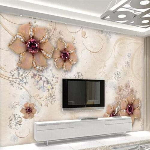 Beibehang Custom wallpaper 3d European court style jewelry flower pattern diamond TV background wall papel de parede wallpaper