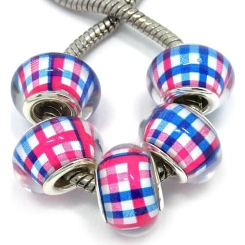 Free Shipping 50pcs 14mm Wholesale Fashion Big Hole Resin Beads lattice design for Eurpean Bracelet jewelry DIY