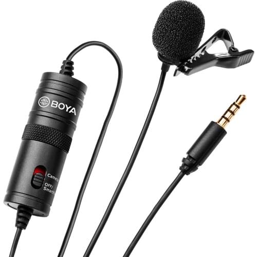 BOYA BY-M1 Omni-Directional Lavalier Microphone Mic Single Head Clip-on Condenser Mic for Smartphone DSLR Camcorder Audio