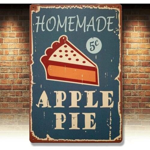 Homemade Apple Pie Iron Poster,Retro Tin Sign for Home Hotel Bar Cafe Outdoor Wall Decoration 8x12