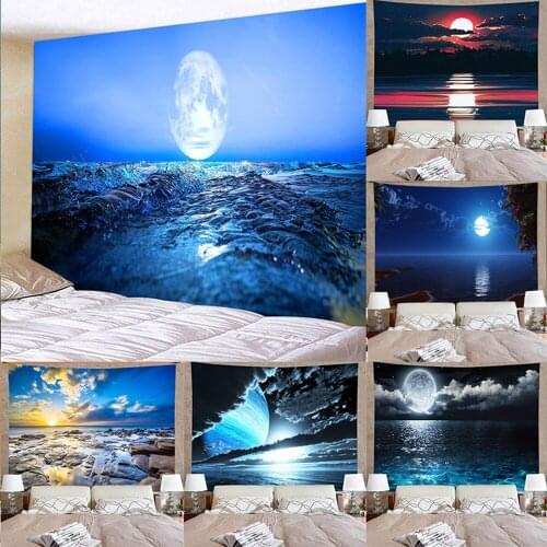 Tapestry Sea Moon Large Wall Hanging Hippie Wall Hanging Bohemian Wall Tapestries Dorm Decor Blanket
