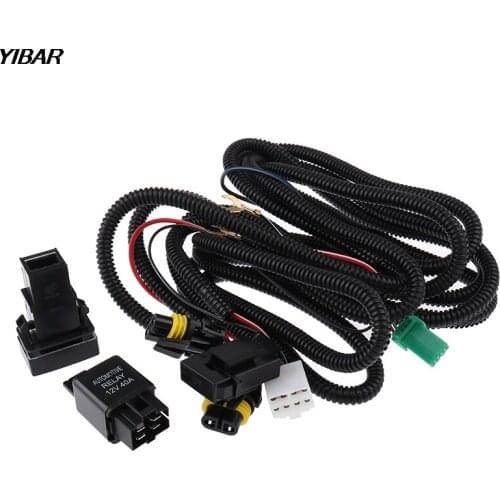 H11 Fog Light Wiring Harness Sockets Wire LED indicators Switch 12V 40A Relay