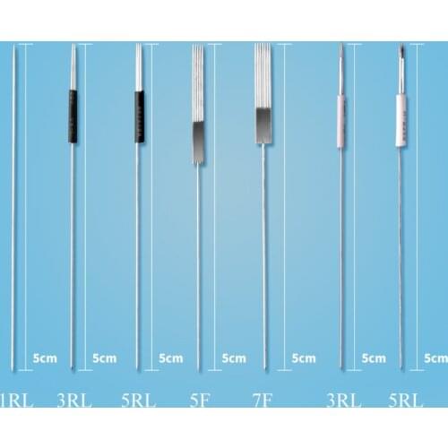 50pcs Tattoo Supplies Microblading Needles Disposable Tattoo Machine Needle with Cap Tool for Semi Permanent Makeup Eyebrow Lip