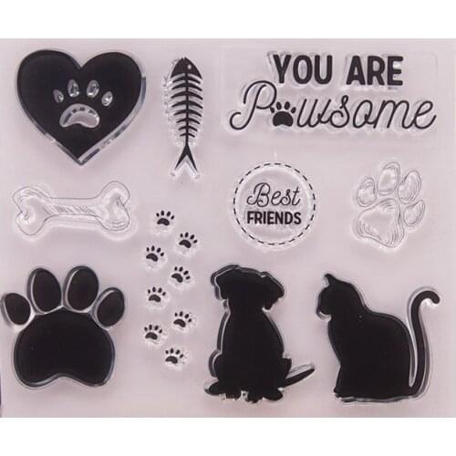 Kitten and Puppy Clear Stamps Transparent Silicone Stamp for DIY Scrapbooking Paper Card Craft Tools