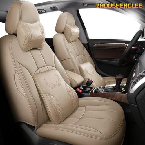 ZHOUSHENGLEE Custom Leather car seat cover For SKODA Yeti KODIAQ Octavia Superb Fabia Rapid KAROQ KAMIQ Automobiles Seat Covers