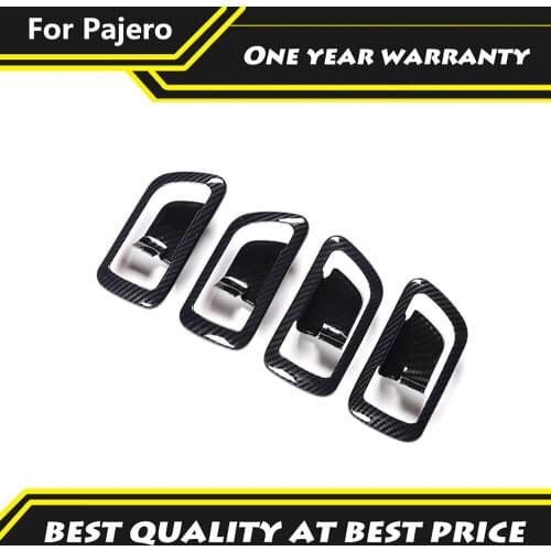 For Mitsubishi Pajero 2007-2021 Door Handle Bowl Cover Decoration Panle Carbon Fiber Color Car Styling Accessories