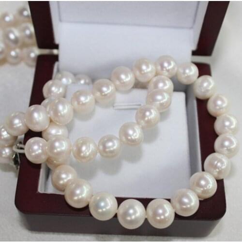Fashion jewelry Free Shipping Fine jewelry natural Fresh water pearl big 11-12mm necklace send mother super Beauty super low pri