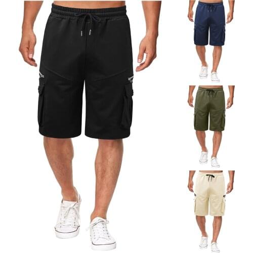 Mens Summer Cotton Five-point Pant Multi-pocket Zipper Casual Overalls High Quality Simple Daily Short Ropa Hombre Dropshipping