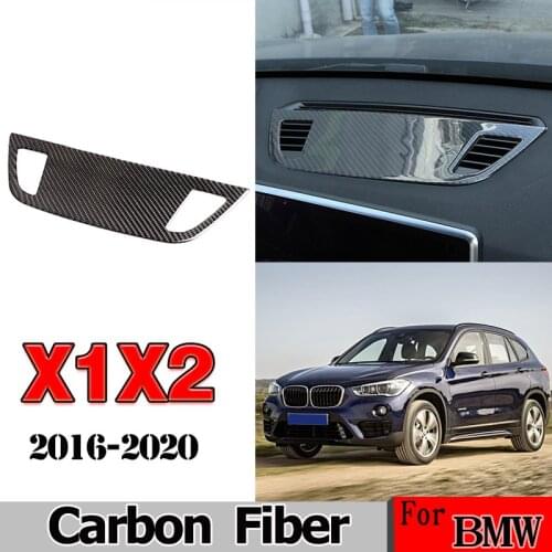 For BMW X1 X2 F47 F48 2016-20 Real Carbon Fiber 3D Sticker Center Control Console Dashboard Speaker Cover Trim Car Accessories