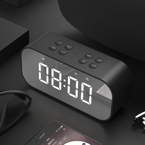 Bluetooth Speaker LED Desktop Alarm Clock Mirror Digital Watch Night Desk Electronic Clock with Support AUX TF USB Wireless