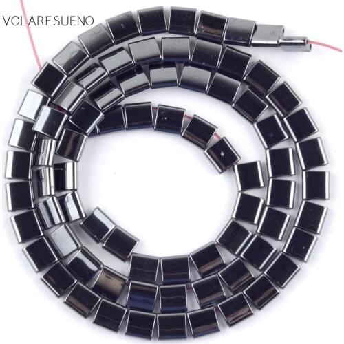 Natural Hematite Stone Black Square Cube Beads Spacer Loose Beads For Jewelry Making 5*2/5*5/6*6/6*4mm Diy Bracelets Necklace15"