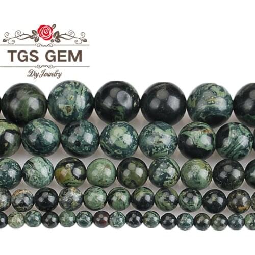 Natural Kambaba Stone Green Polar Jades Round Loose Beads Fit DIY Necklace Bracelet Jewelry Making 4 6 8 10 12MM