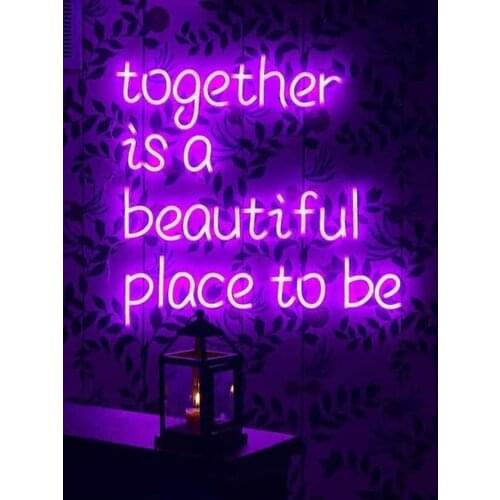 Neon Sign For Together is a beautiful place Glass Tubes Lamp Beer Bar resterant light advertise custom LOVE Handmade art decora