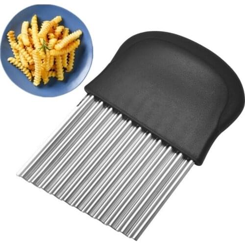 Stainless Steel Potato Crinkle Cutting Kitchen Vegetable Wave Knife Fruit Slicer Waffle Fries Chopping Tool With Handle