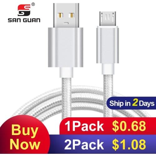 2A Nylon Micro USB Cable Fast Charge USB Data Cable for Samsung Vivo LG Lenovo Tablet Android Mobile Phone USB Charging Cord
