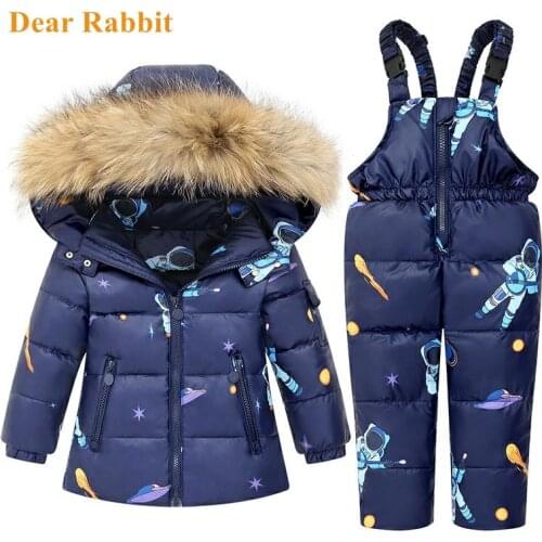 New Winter warm down jacket for baby girl clothes child clothing sets boys parka real fur coat kids snow wear infant overcoat