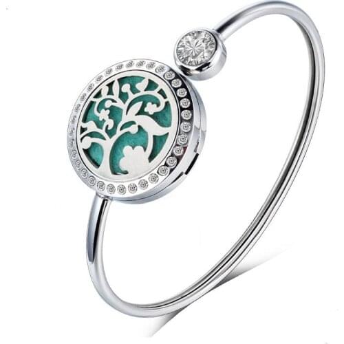 New Oil Essential Bracelet for Woman Girl Perfume Scented Hollowed Out Bangles Stainless Steel Silver Color Female Jewelry