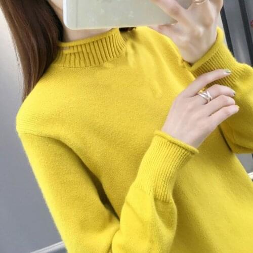 Autumn Winter Thick Warm Cashmere Sweaters And Pullovers Women Half Turtleneck Knitted Pullover Long Sleeve Tricot Jumper Female