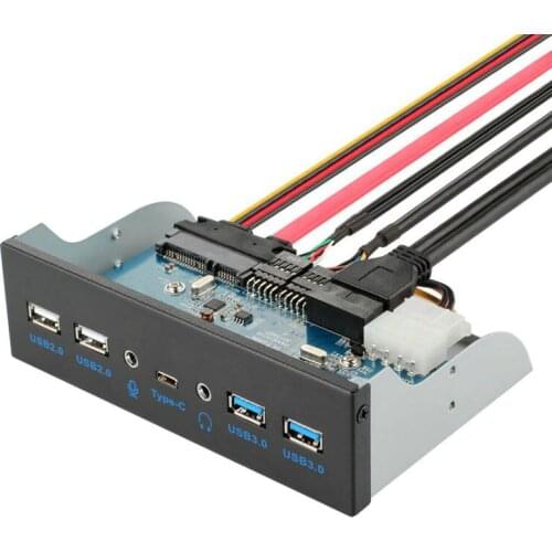 7 Port USB 3.1 TYPE-C USB 3.0 HUB Front Panel with 3.5mm Audio + TYPE C + USB3.0 + usb 2.0 Bracket for Desktop 3.5" Floppy