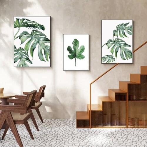 Nordic Poster Tropical Plant Home Decoration Scandinavian Green Leaves Decorative Picture Tropical Wall Art Canvas Painting