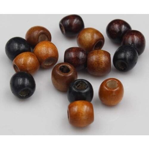 100pcs White Black Deep Brown Color Natural Wood Spacer Bead Oval 9x10 11x12mm Big Hole Wood Beads for DIY Jewelry Making Crafts