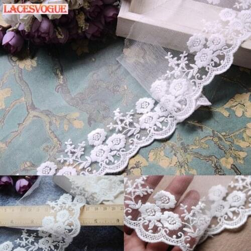 19Yards/lot Mesh Cotton Embroidery Lace Trim Handmade DIY Garment Needlework Sewing Accessories Fabric Clothing Decoration 675