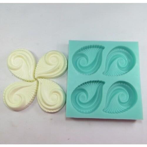 Silicone Mold DIY 4 Hole Wind Conch Shape Soap Molds Shell Soap Candle Mould Aroma Stone Mold Aroma Stone Molds