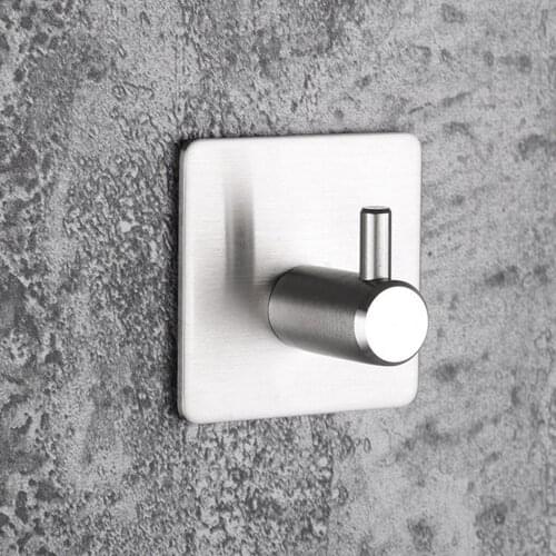 Strong Viscose Coat Hook Stainless Steel Bathroom Towel Hanger Non-drilling Kitchen Hanging Hook 14 /16mm