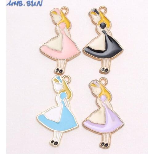 MHS.SUN Colorful Girls Pendants For Child Kids DIY Handmade Necklace Alloy Pendants Charms Jewelry Accessories 20Pcs