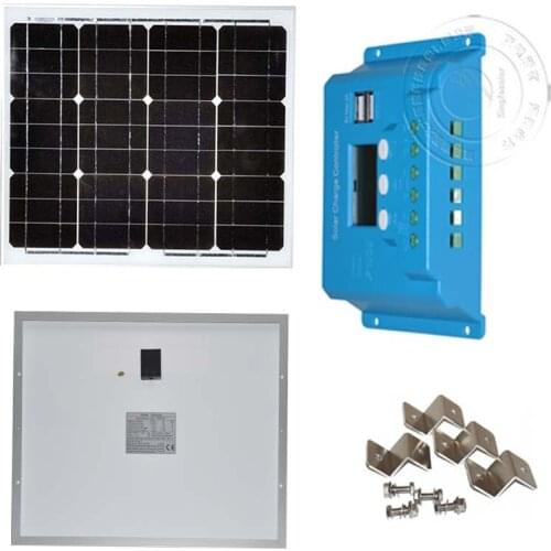 Solar Kit 12v 30w Panneau Solaire Camping Car Solar Charge Controller 12v/24v 10A PWM Motorhome Caravan Rv Led Street Light LM