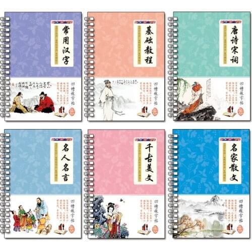 Erasable 6Books/Sets 3D Chinese Characters Reusable Groove Calligraphy Copybook Learn hanzi Adults Art writing Books Libros Art