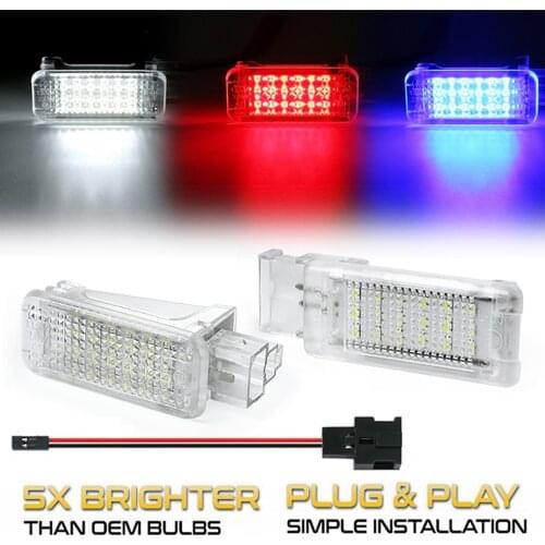 2Pcs LED Footwell Door Light Luggage Compartment Glove Box Lamps For Skoda Octavia 1Z 5E Superb Yeti Fabia 1 6Y Roomster Scala