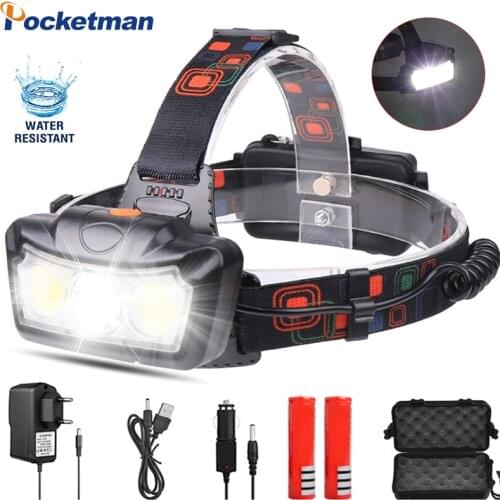 80000lm LED Headlamp T6+COB LED Headlight Head Lamp Flashlight Torch Lanterna head light Use 2*18650 battery for Camp Fish