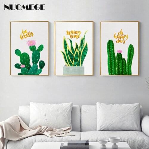 Nordic Style Plant Decoration Picture Cactus Canvas Painting Wall Art Poster and Prints Simple Home Decor for Bedroom