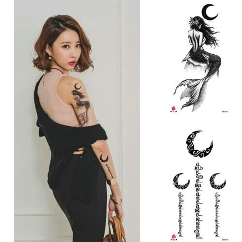 Waterproof Temporary Tattoo Sticker Moon Sea Mermaid Tattoos Flowers Skull Mandala Arm Fake Tatoo Women Men tatuajes temporales
