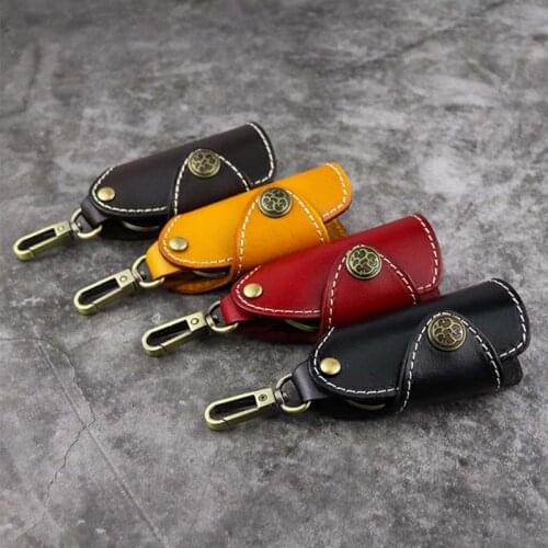 Japanese distressed literary leather tree ointment leather vegetable tanned leather creative handmade color niche car mini key b