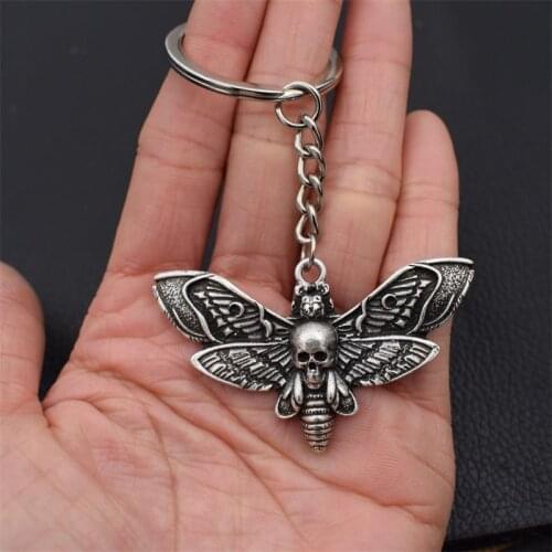 1pcs Dead Head Skull Wicca Moon Moth Butterfly Keychain Gift for Halloween